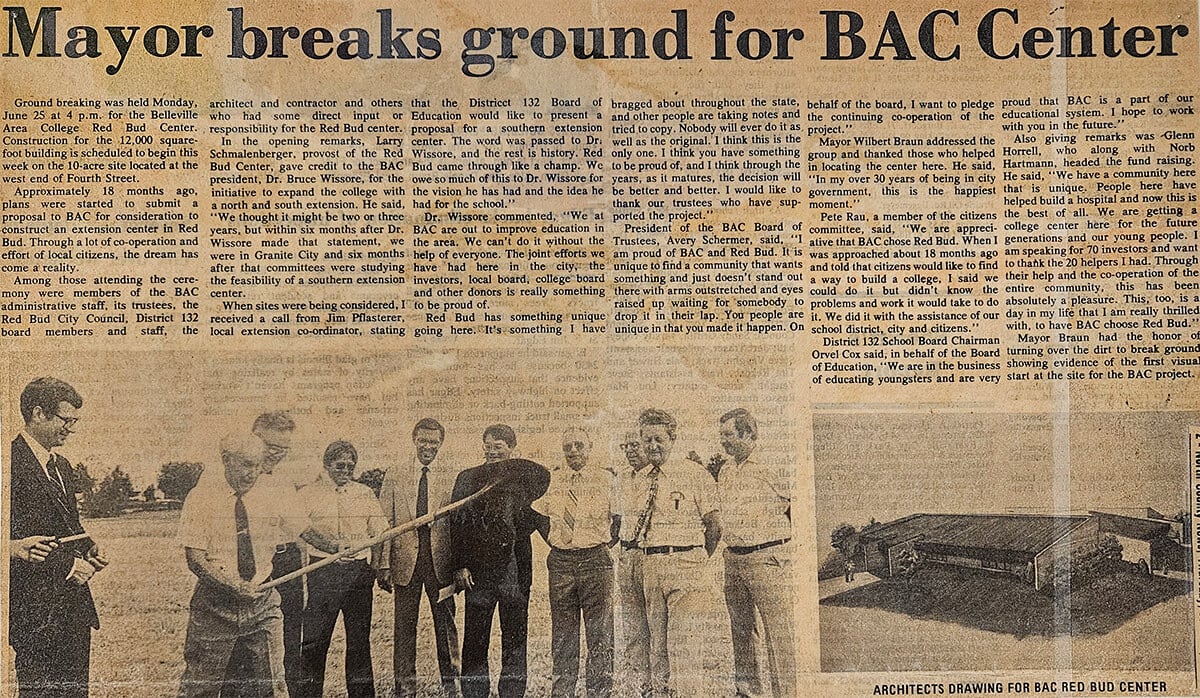 Newspaper Headline: Mayor Breaks Ground for BAC Center