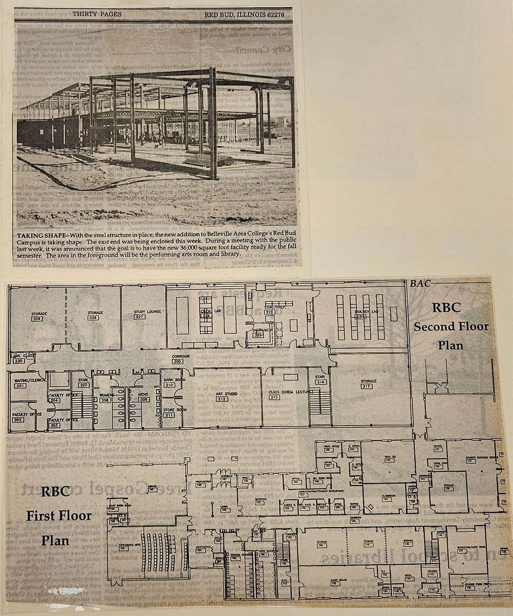 Newspaper Displaying schematic floorplan for the new BAC building